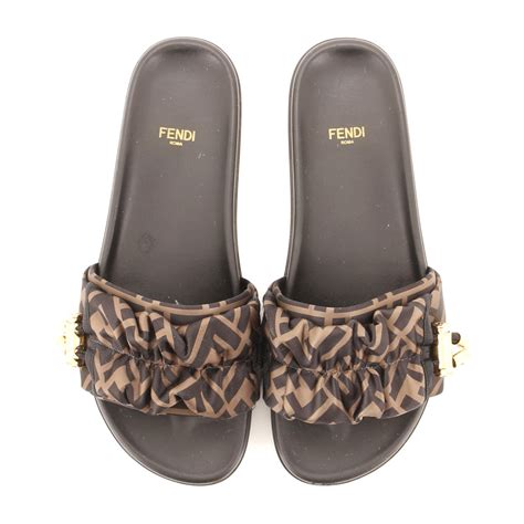 fendi tan slides|fendi sandals women.